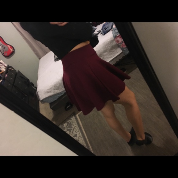 Burgundy Skater Skirt - Picture 2 of 3